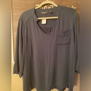 Blue,Henley collar top #68